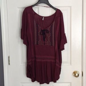 Free People burgundy tunic